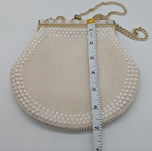 Vintage Cream Gold Small Adjustable Strap Clutch Purse - Picture 10 of 10